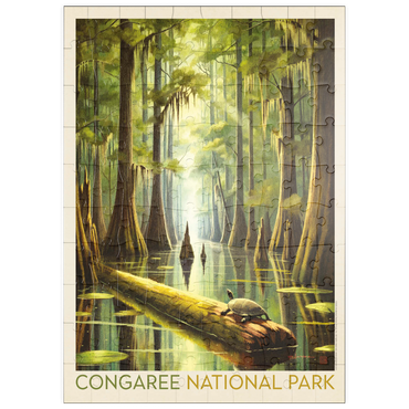 Darstellung des Puzzle Motivs puzzleplate Congaree National Park: Turtle Time, Vintage Poster 100 Puzzle