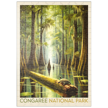 Darstellung des Puzzle Motivs puzzleplate Congaree National Park: Turtle Time, Vintage Poster 200 Puzzle