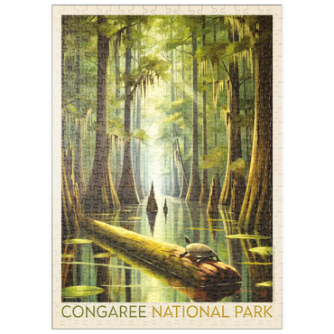 Darstellung des Puzzle Motivs puzzleplate Congaree National Park: Turtle Time, Vintage Poster 500 Puzzle
