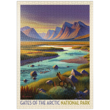 Darstellung des Puzzle Motivs puzzleplate Gates Of The Arctic National Park: Twilight Fox, Vintage Poster 1000 Puzzle