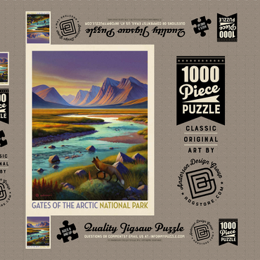 Darstellung des Puzzle Motivs Gates Of The Arctic National Park: Twilight Fox, Vintage Poster 1000 Puzzle Schachtel 3D Modell