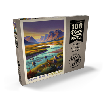 Darstellung des Puzzle Motivs Gates Of The Arctic National Park: Twilight Fox, Vintage Poster 100 Puzzle Schachtel Ansicht2