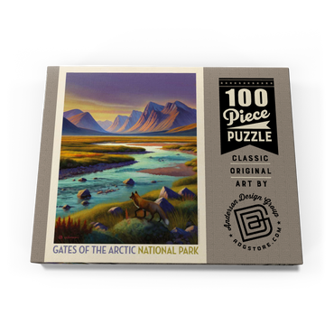 Darstellung des Puzzle Motivs Gates Of The Arctic National Park: Twilight Fox, Vintage Poster 100 Puzzle Schachtel Ansicht3