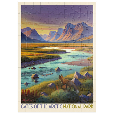 Darstellung des Puzzle Motivs puzzleplate Gates Of The Arctic National Park: Twilight Fox, Vintage Poster 100 Puzzle