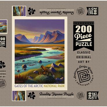 Darstellung des Puzzle Motivs Gates Of The Arctic National Park: Twilight Fox, Vintage Poster 200 Puzzle Schachtel 3D Modell