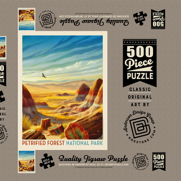 Darstellung des Puzzle Motivs Petrified Forest National Park: Windswept Wonders, Vintage Poster 500 Puzzle Schachtel 3D Modell