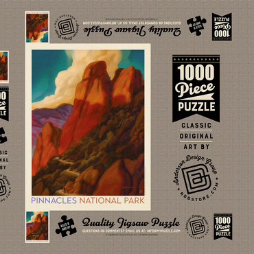 Darstellung des Puzzle Motivs Pinnacles National Park, Vintage Poster 1000 Puzzle Schachtel 3D Modell