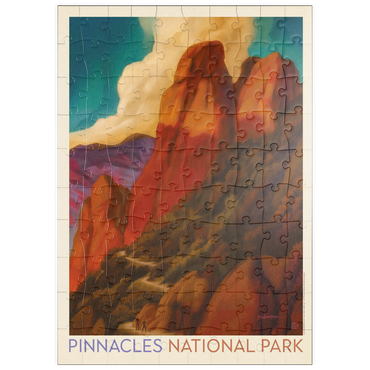 Darstellung des Puzzle Motivs puzzleplate Pinnacles National Park, Vintage Poster 100 Puzzle