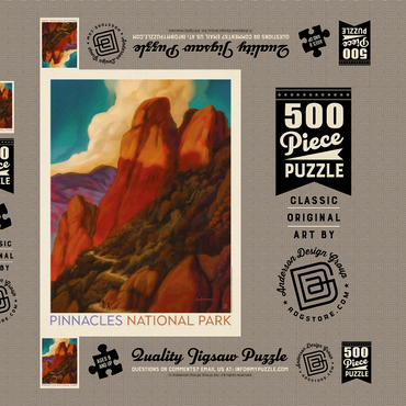 Darstellung des Puzzle Motivs Pinnacles National Park, Vintage Poster 500 Puzzle Schachtel 3D Modell