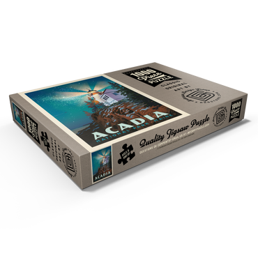 Darstellung des Puzzle Motivs Acadia National Park: Lighthouse At Night, Vintage Poster 1000 Puzzle Schachtel Ansicht1