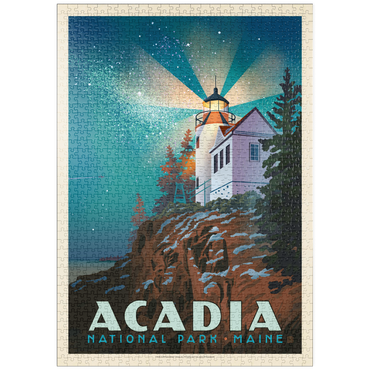 Darstellung des Puzzle Motivs puzzleplate Acadia National Park: Lighthouse At Night, Vintage Poster 1000 Puzzle