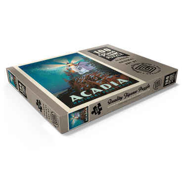 Darstellung des Puzzle Motivs Acadia National Park: Lighthouse At Night, Vintage Poster 100 Puzzle Schachtel Ansicht1