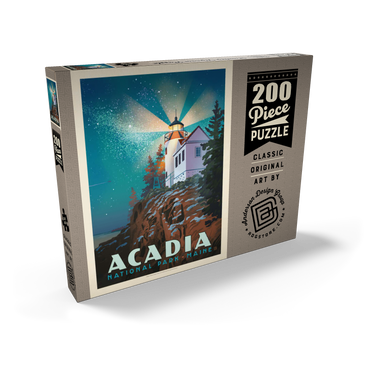 Darstellung des Puzzle Motivs Acadia National Park: Lighthouse At Night, Vintage Poster 200 Puzzle Schachtel Ansicht2