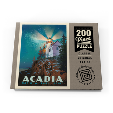Darstellung des Puzzle Motivs Acadia National Park: Lighthouse At Night, Vintage Poster 200 Puzzle Schachtel Ansicht3