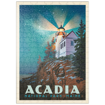 Darstellung des Puzzle Motivs puzzleplate Acadia National Park: Lighthouse At Night, Vintage Poster 200 Puzzle