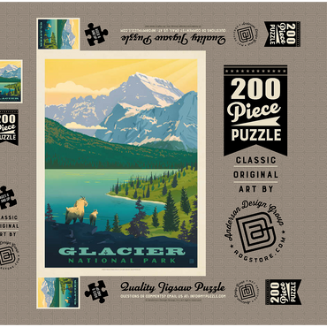 Darstellung des Puzzle Motivs Glacier National Park: Grand Overlook, Vintage Poster 200 Puzzle Schachtel 3D Modell