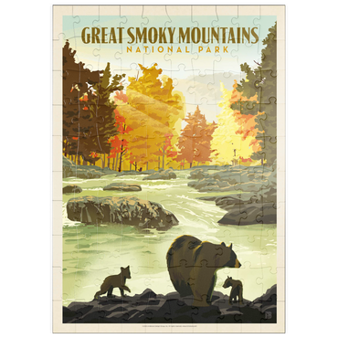 Darstellung des Puzzle Motivs puzzleplate Great Smoky Mountains National Park: Play Time, Vintage Poster 100 Puzzle