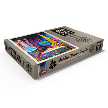 Darstellung des Puzzle Motivs Las Vegas Neon (Mod Design), Vintage Poster 1000 Puzzle Schachtel Ansicht1