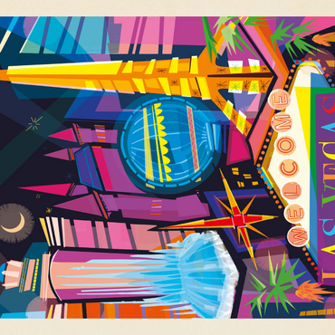 Darstellung des Puzzle Motivs Las Vegas Neon (Mod Design), Vintage Poster 1000 Puzzle 3D Modell