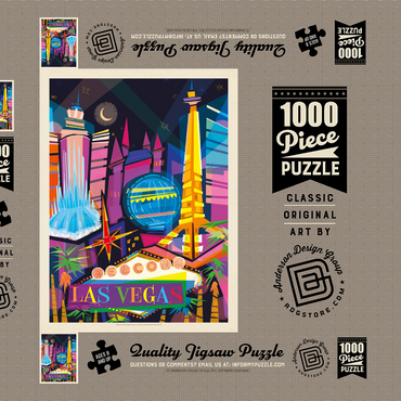 Darstellung des Puzzle Motivs Las Vegas Neon (Mod Design), Vintage Poster 1000 Puzzle Schachtel 3D Modell