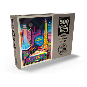 Darstellung des Puzzle Motivs Las Vegas Neon (Mod Design), Vintage Poster 500 Puzzle Schachtel Ansicht2