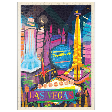 Darstellung des Puzzle Motivs puzzleplate Las Vegas Neon (Mod Design), Vintage Poster 500 Puzzle
