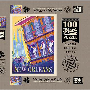 Darstellung des Puzzle Motivs New Orleans: Dancing In The Street (Mod Design), Vintage Poster 100 Puzzle Schachtel 3D Modell