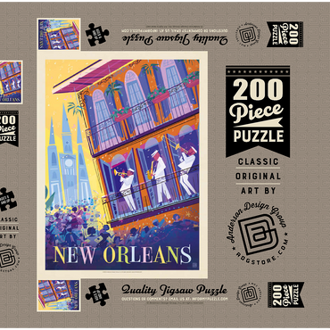 Darstellung des Puzzle Motivs New Orleans: Dancing In The Street (Mod Design), Vintage Poster 200 Puzzle Schachtel 3D Modell