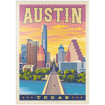 Darstellung des Puzzle Motivs puzzleplate Austin, Texas: Sunset, Vintage Poster 1000 Puzzle