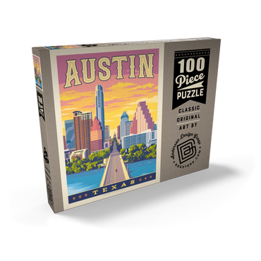 Darstellung des Puzzle Motivs Austin, Texas: Sunset, Vintage Poster 100 Puzzle Schachtel Ansicht2