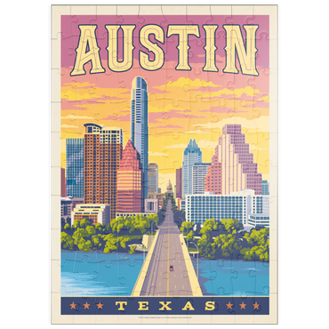 Darstellung des Puzzle Motivs puzzleplate Austin, Texas: Sunset, Vintage Poster 100 Puzzle