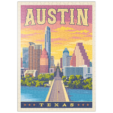 Darstellung des Puzzle Motivs puzzleplate Austin, Texas: Sunset, Vintage Poster 500 Puzzle