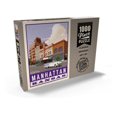 Darstellung des Puzzle Motivs American College Towns: Manhattan, Kansas, Vintage Poster 1000 Puzzle Schachtel Ansicht2