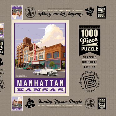 Darstellung des Puzzle Motivs American College Towns: Manhattan, Kansas, Vintage Poster 1000 Puzzle Schachtel 3D Modell