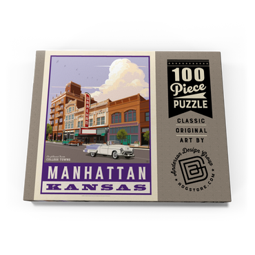 Darstellung des Puzzle Motivs American College Towns: Manhattan, Kansas, Vintage Poster 100 Puzzle Schachtel Ansicht3