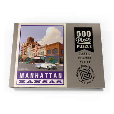 Darstellung des Puzzle Motivs American College Towns: Manhattan, Kansas, Vintage Poster 500 Puzzle Schachtel Ansicht3