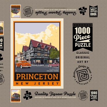 Darstellung des Puzzle Motivs American College Towns: Princeton, New Jersey, Vintage Poster 1000 Puzzle Schachtel 3D Modell