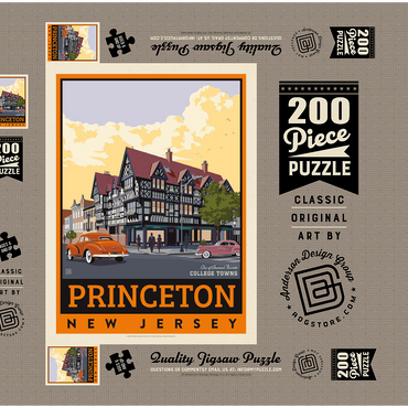 Darstellung des Puzzle Motivs American College Towns: Princeton, New Jersey, Vintage Poster 200 Puzzle Schachtel 3D Modell
