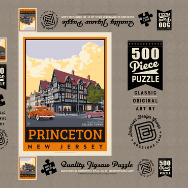 Darstellung des Puzzle Motivs American College Towns: Princeton, New Jersey, Vintage Poster 500 Puzzle Schachtel 3D Modell