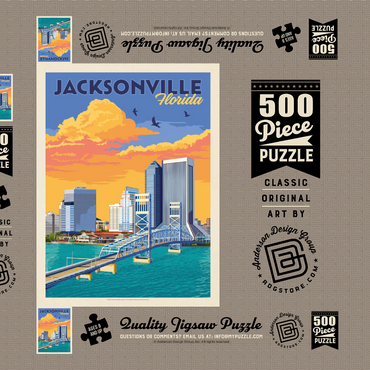 Darstellung des Puzzle Motivs Jacksonville, FL, Vintage Poster 500 Puzzle Schachtel 3D Modell