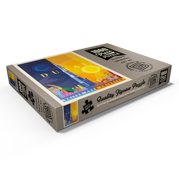 Darstellung des Puzzle Motivs Dubai (Mod Design), Vintage Poster 1000 Puzzle Schachtel Ansicht1