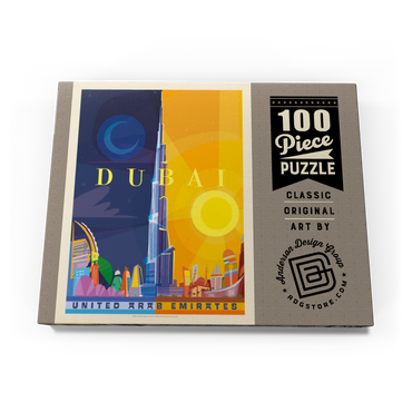 Darstellung des Puzzle Motivs Dubai (Mod Design), Vintage Poster 100 Puzzle Schachtel Ansicht3