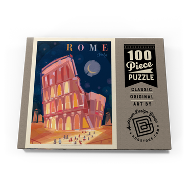 Darstellung des Puzzle Motivs Italy, Rome: Colosseum (Mod Design), Vintage Poster 100 Puzzle Schachtel Ansicht3