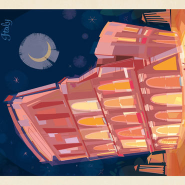 Darstellung des Puzzle Motivs Italy, Rome: Colosseum (Mod Design), Vintage Poster 200 Puzzle 3D Modell