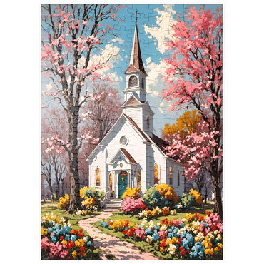 Darstellung des Puzzle Motivs puzzleplate Vintage Easter Church 200 Puzzle