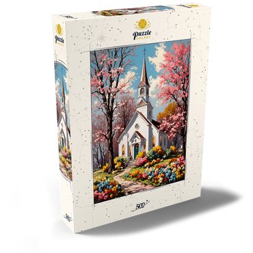 Darstellung des Puzzle Motivs Vintage Easter Church 500 Puzzle Schachtel Ansicht2