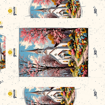 Darstellung des Puzzle Motivs Vintage Easter Church 500 Puzzle Schachtel 3D Modell