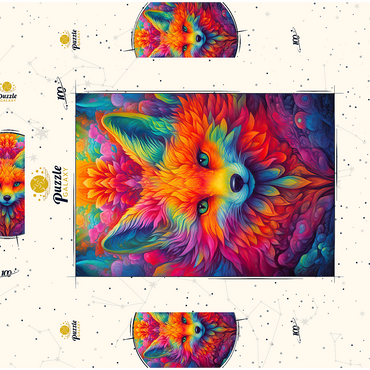 Darstellung des Puzzle Motivs Painted Fox 4 100 Puzzle Schachtel 3D Modell