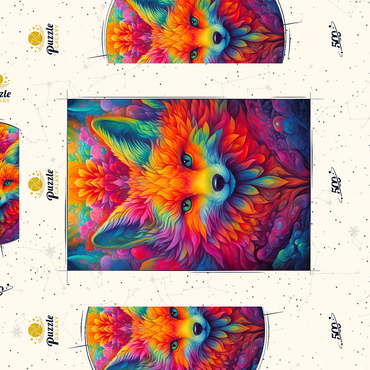 Darstellung des Puzzle Motivs Painted Fox 4 500 Puzzle Schachtel 3D Modell