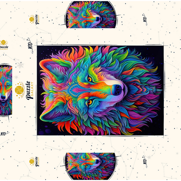 Darstellung des Puzzle Motivs Tribal Wolf 1 100 Puzzle Schachtel 3D Modell